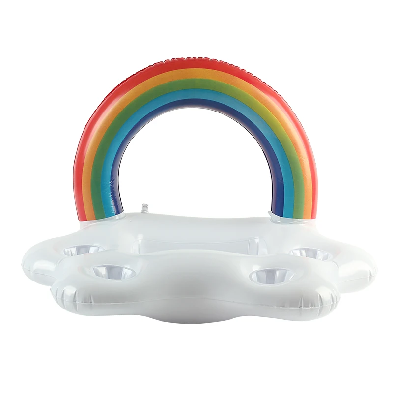 

Inflatable Drink Holder Floating Rainbow Cloud Pool For Beverage Salad Fruit Serving Bar Party Accessories, White+rainbow