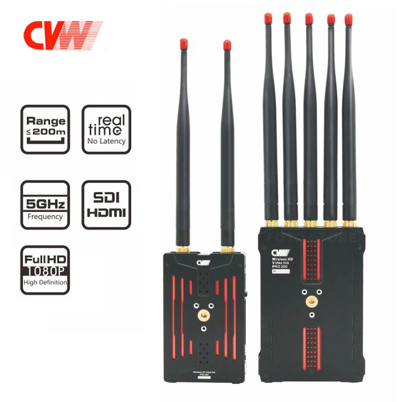 

CVW Pro200 200m Wireless HD Video Transmission System 5GHz SDI HD-MI 1080P Multifunctional Wireless image Transmitter & Receiver