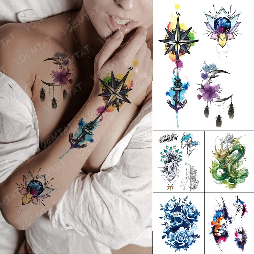 

Newest Women Sexy Watercolor Flash temporary body tattoo sticker, Cmyk