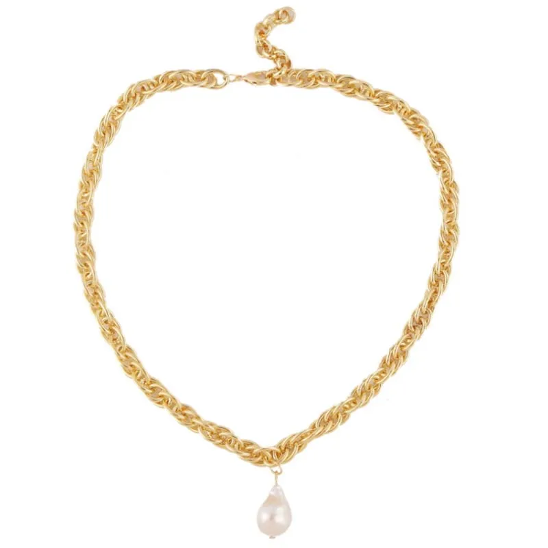 

European and American new Mother's Day gift retro Baroque pearl alloy necklace for women, Gold