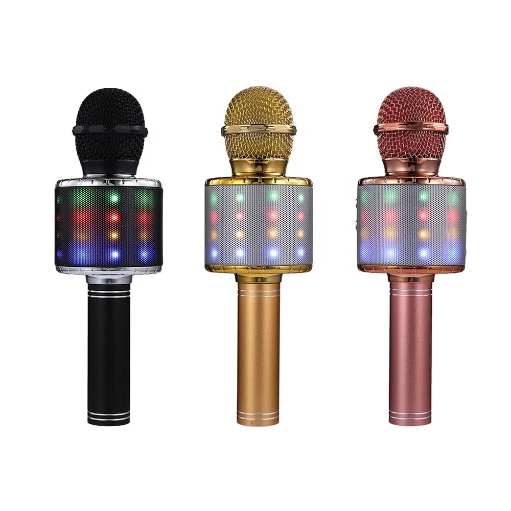 

amazon customer choice wireless Condenser LED light flashing microphone 858L colorful lights speaker microphone for kids