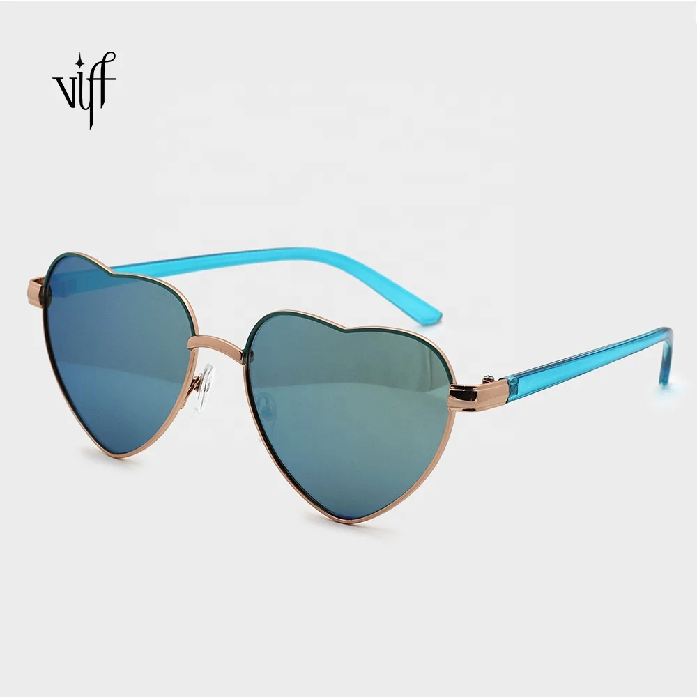 

VIFF Heart Sunglasses HM19650 Beautiful High Fashion Blue Pink Lens Luxury Sunglasses
