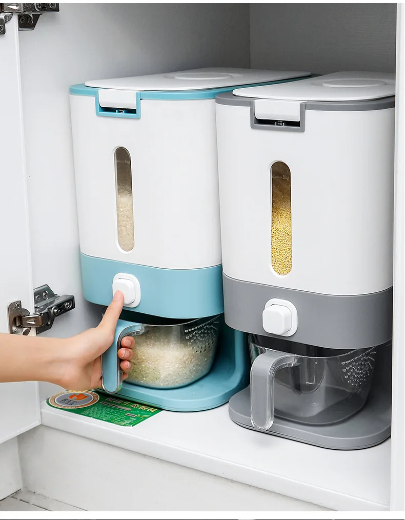 

Multifunctional Automatic Flip One Button Press Integrated Bean Rice Storage Tank Cereal Dispenser