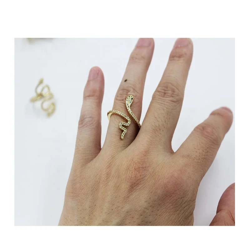 

BMZ new arrival coiled snakes ring micro stones small lovely ring snake, Gold or black or oem