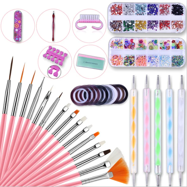 

Professional 10pcs Nail Decorate Set Nail Art Kits for Home and Salon Use, Pink