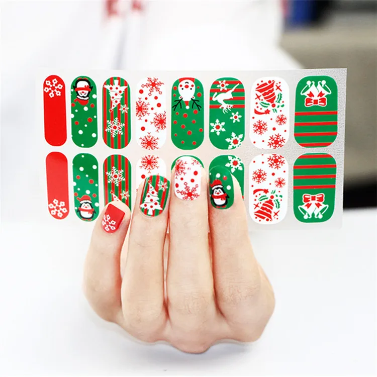 

Christmas Full Wraps Daisy Nail Polish Sticker Self-Adhesive Washable Nail Art Decals Strips Manicure Kits Nail Art Designs