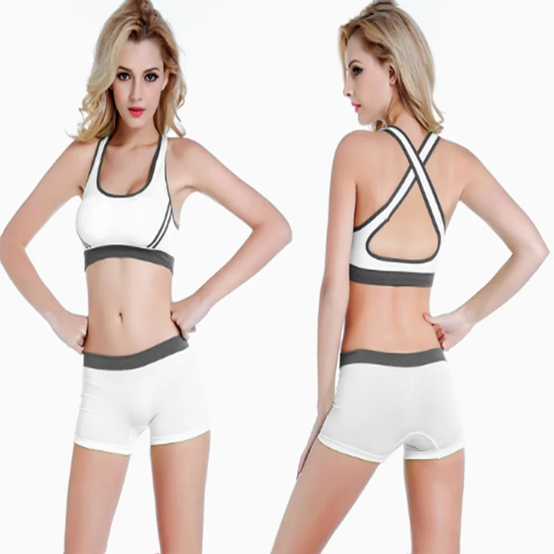 

Foreign trade rimless cross back Yoga running bra suit