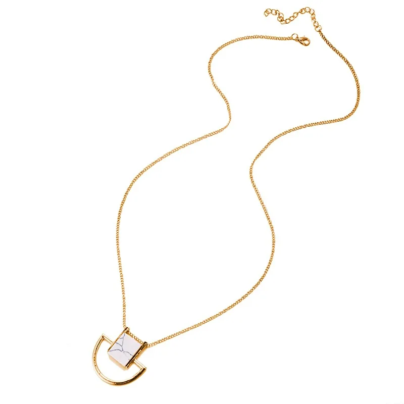 

Long Square Turquoise Sweater Necklace for Female Irregular Shape Women Necklace Alloy Gold Plated Turquoise Charm for Ladies