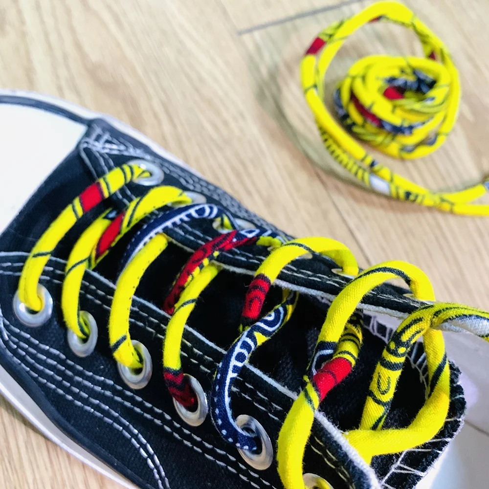 

2021 eye-catching colorful African wax cotton print shoelace for men and women, Picture color