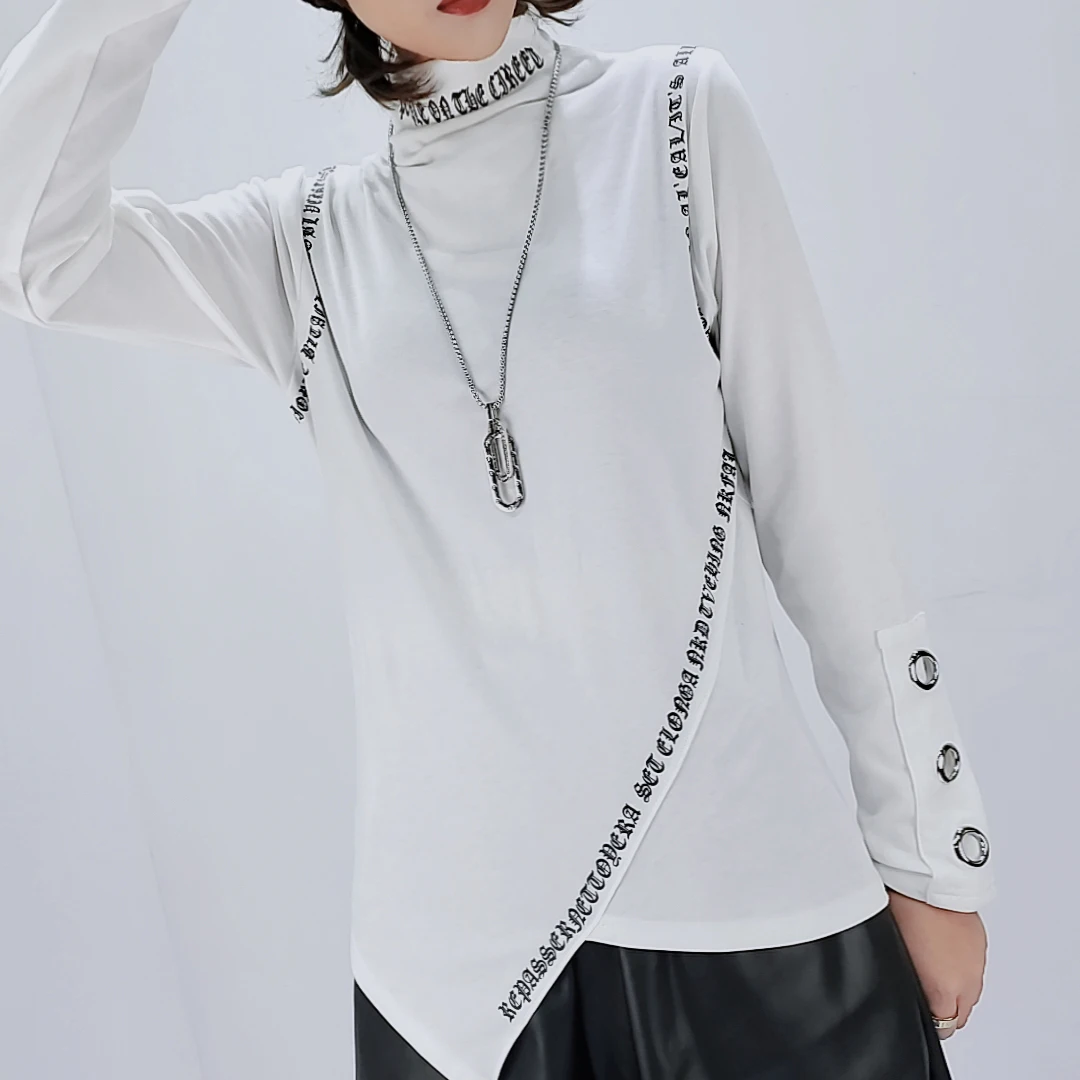 

Latest 2021 new design printing women's t-shirts O neck plain long sleeve cotton casual t shirts woman, Picture showed