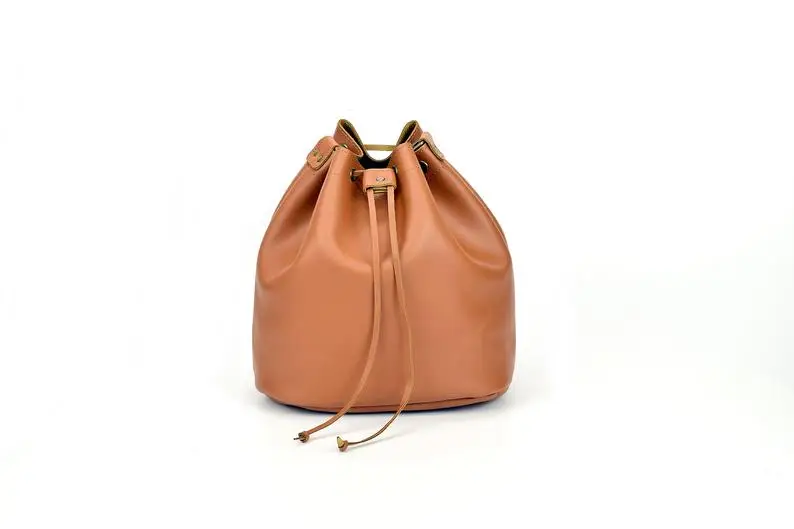 New Style PU Solid Color Ladies cylinder Handbags fashion single Shoulder Crossbody Messenger Bag Drawstring bucket bag women