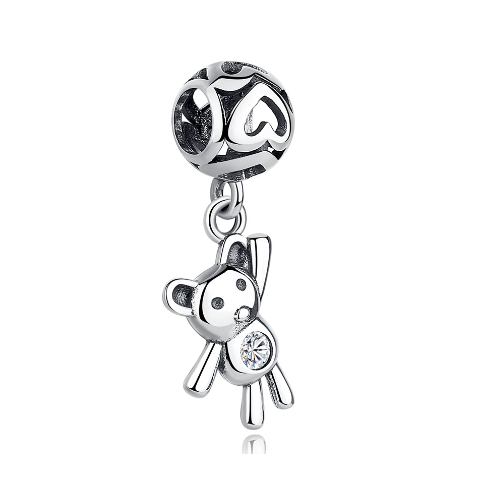 

Lovely 925 Sterling Silver Bear Dangle Charms With Cubic Zircon For Women Girls Bracelets DIY making