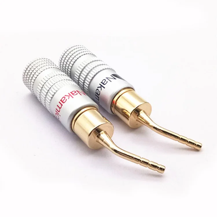 2x 24k Gold Plated Speaker Cable Wire Pin 2mm Banana Plug Screw Lock Connector E 