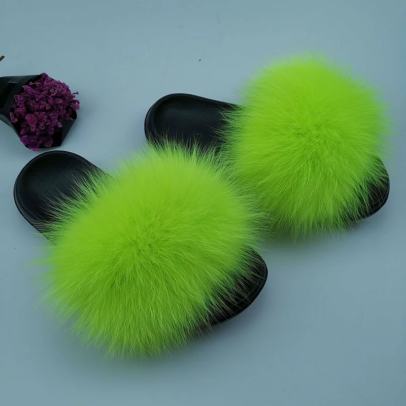 HSTX05-33 Drop Shipping Fur Slides Neon Green Womens For Vendors Offline And Online Amazon Ebay Lazada Wish Shopee
