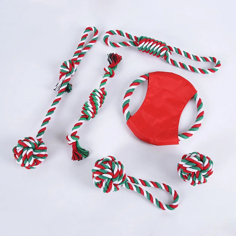 

Christmas Dog Rope Toys for Dog Training Durable Pet Chew Tooth Cleaning Toys for Small and Medium Dogs