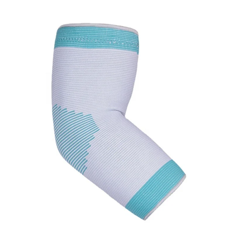 

Sports Knitting Elbow Protection Men's And Women's Outdoor Running Basketball Fitness Breathable Anti Slip Thin Nylon Elbow Pads, White and green