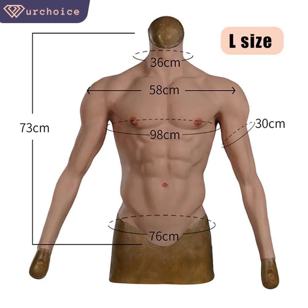 

URCHOICE Halloween Cosplay Abdominal Macho Masque Disguise Male Muscular Costume Masquerade Silicone Muscle Suit Woman To Man