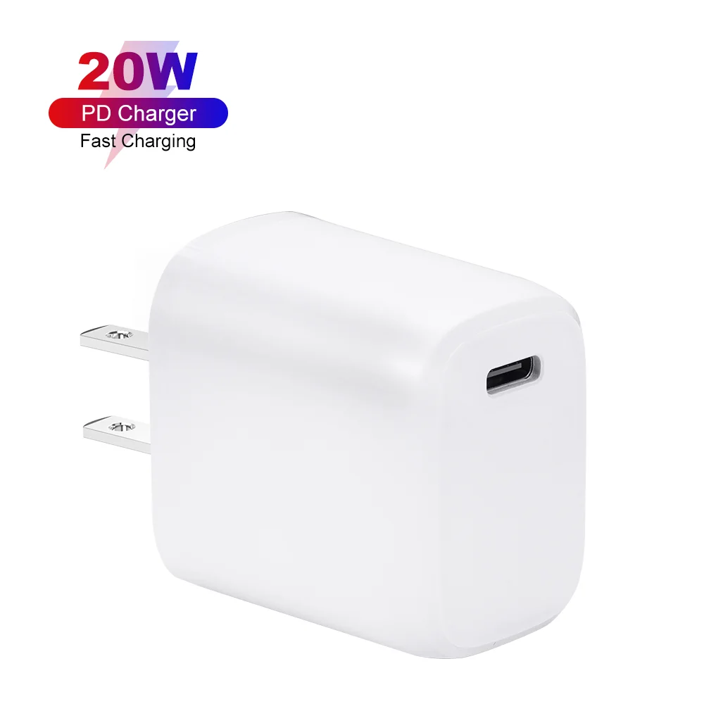 

UK AU EU 9V 2.2A 20W Usb-C Power Adapter Fast Usb C wall Charger Quick 20w PD Charger for iPhone 12 Mini Pro Max Apple, White