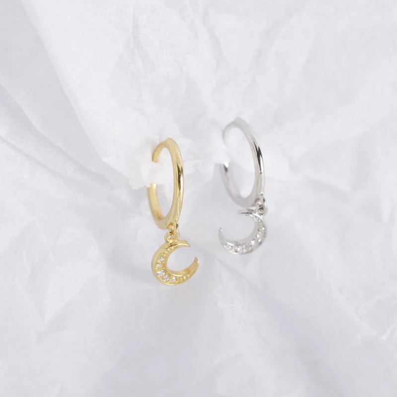 

Fashion Jewelry Gold moon sterling silver earrings Dylam jewelry