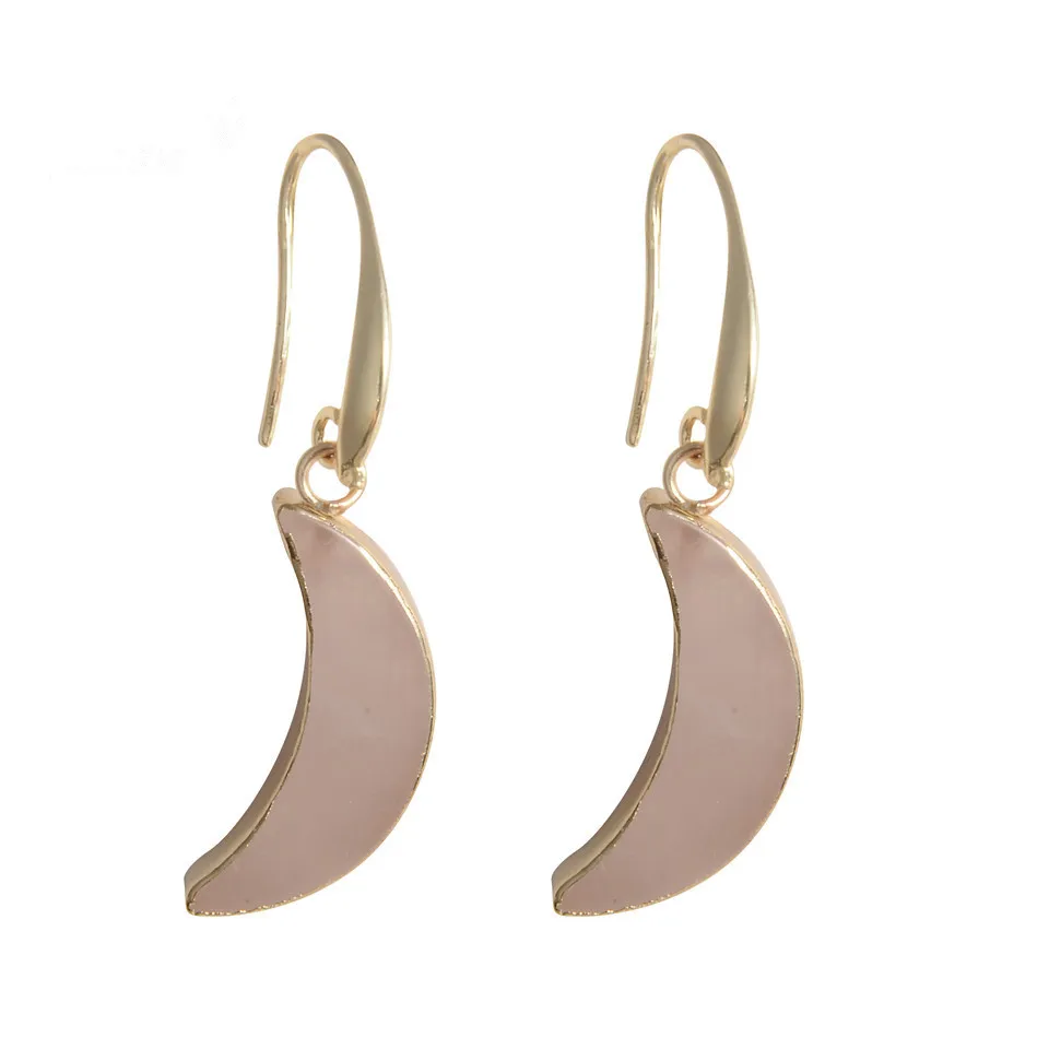 

Natural pink crystal earrings fashion handmade gemstone moon star earrings, Mix
