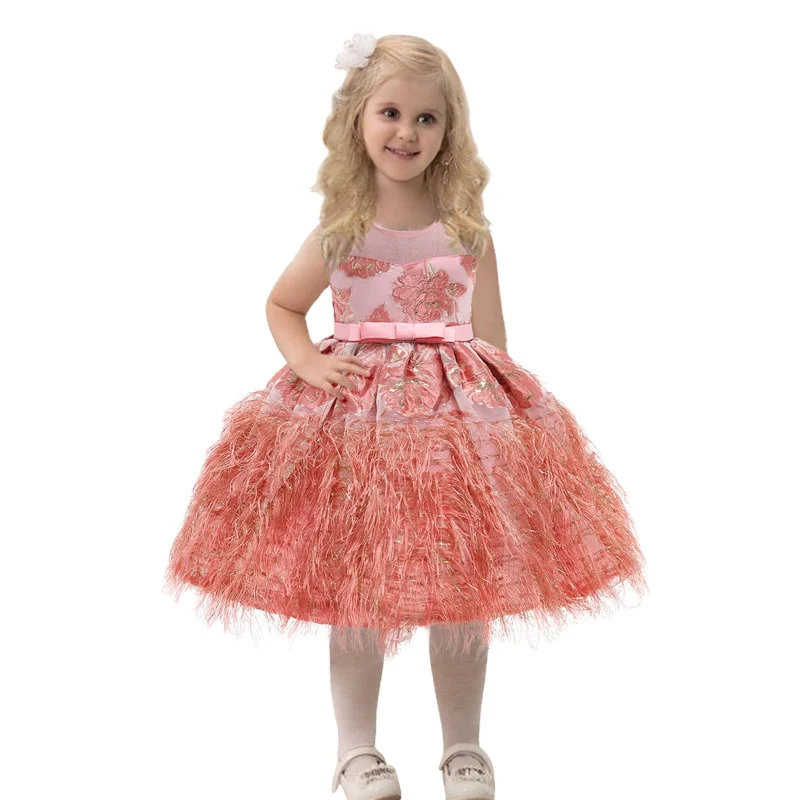 

New 2020 hot selling bubble skirt stage performance flower children tassel lace party dress for baby girl for wholesale, As pic shows, we can according to your request also