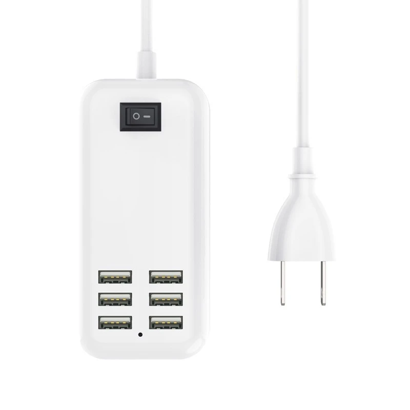 

New Arrivals Factory Price Multiple Ports 6 USB Sockets EU US UK Plug charger Adapters Free shipping, White