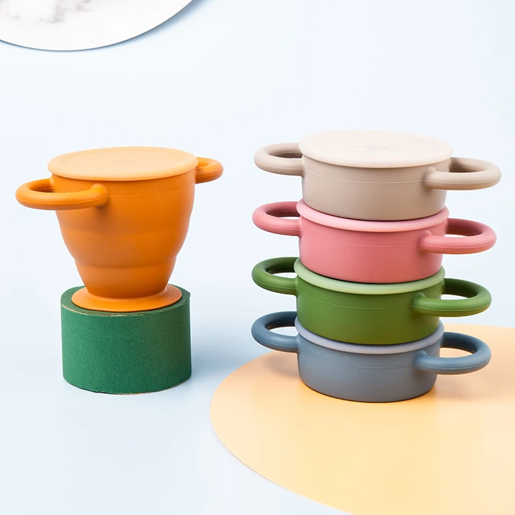 
Spill Proof Collapsible Foldable Silicone Baby Snack Container Kids Food Storage Container For Children Toddler Kids 