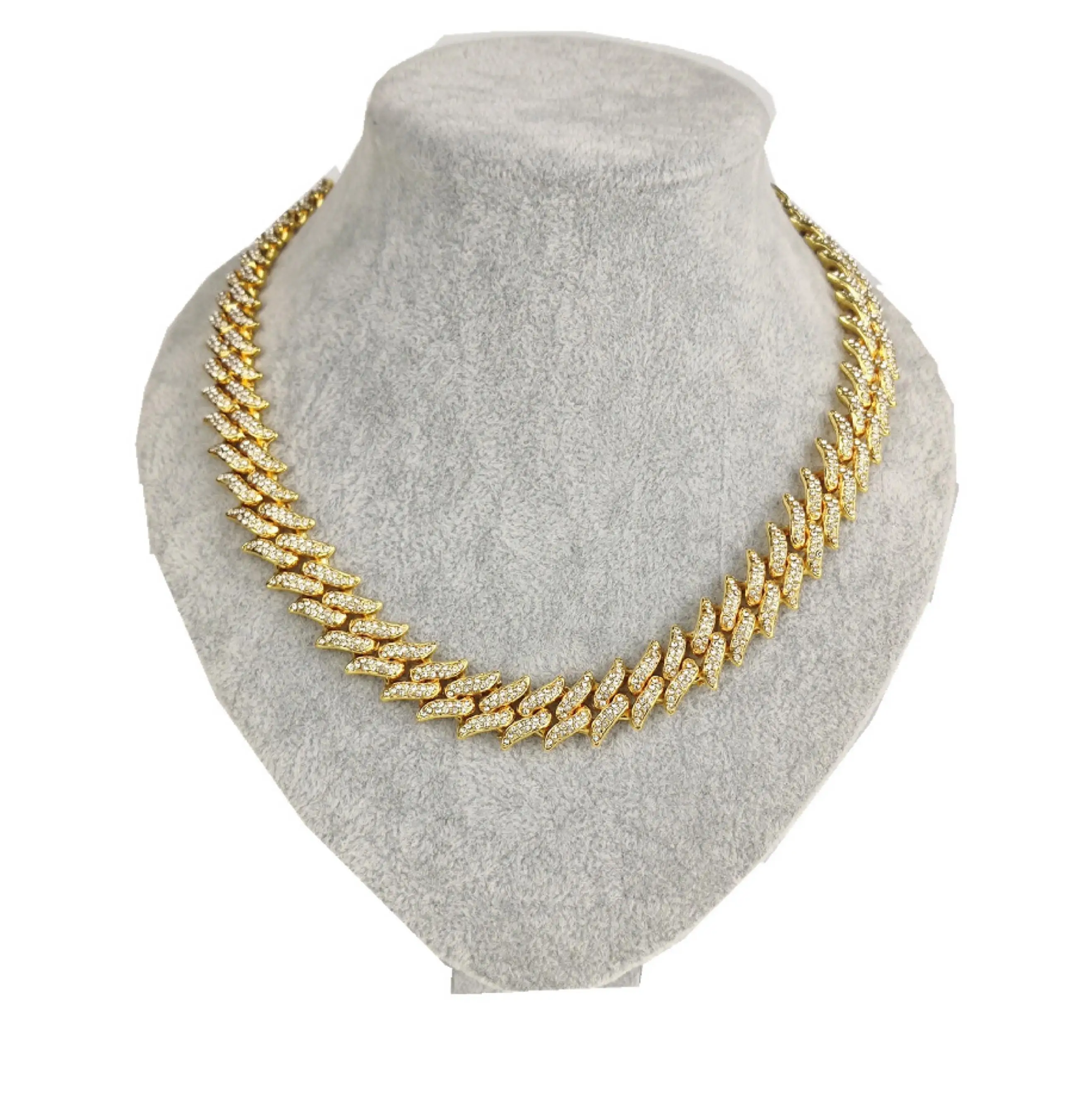 

Spiked Chain Vogue Mens Chain Hip Hop Iced Out Ring Gold Cuban Link Chain Miami