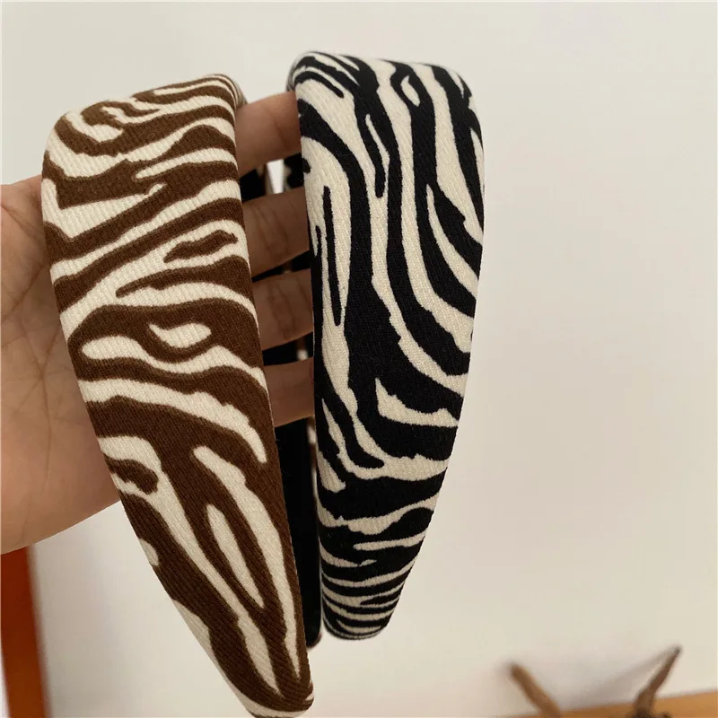 

JUHU New temperament fashion striped fabric hair band wide version autumn and winter explosion style sponge thickened hair band, Colorful