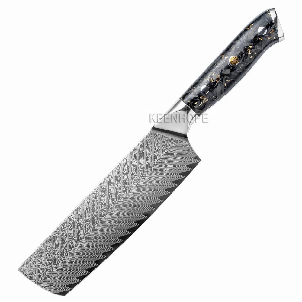 

7 inch Nakiri Knife Damascus Kitchen Knife 67 Layers Damascus Steel with Acrylic Handle Black
