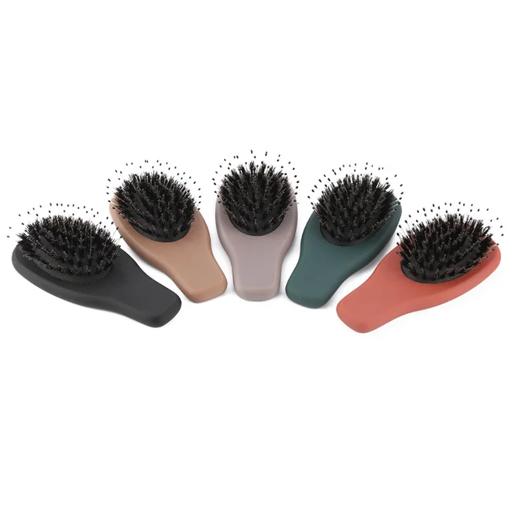 

2021 new private label mini plastic rubber finish black hair extension soft nylon boar bristle hair brushes for kids, Customized color