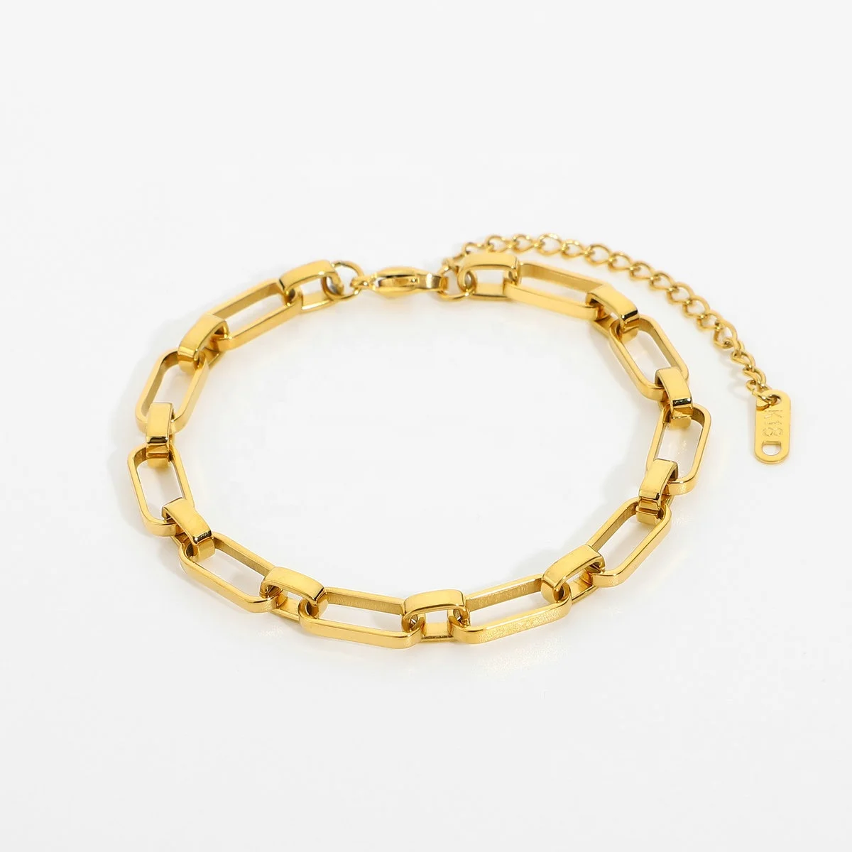 

Exaggerated hollowed out thick chain Bracelet Street Style Punk Jewelry Gold Plated Stainless Steel Link Chain Bracelet