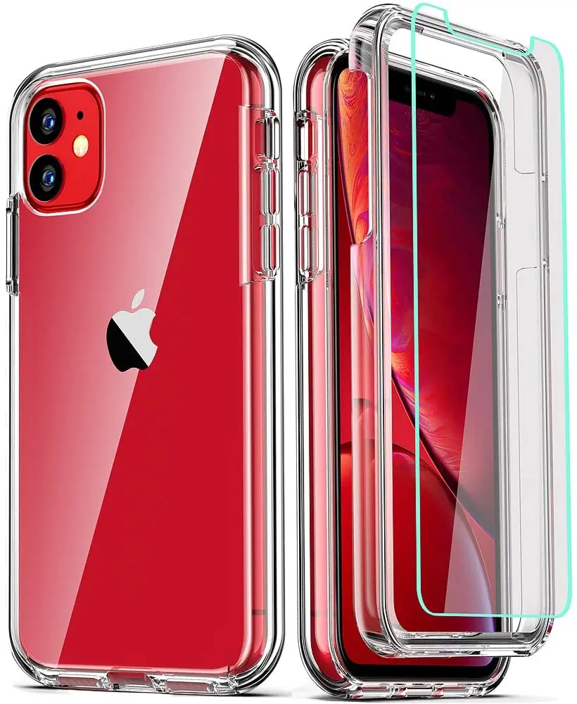 

Full cover 3 in 1 Compatible with iPhone 12 pro max Clear PC Mobile phone Case Tempered Glass Screen Protector, Multi