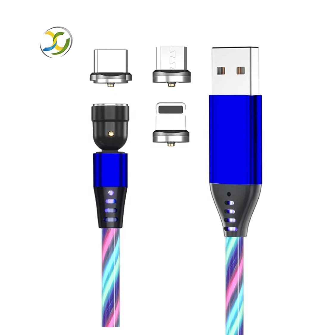 

Phone Charger Cable LED Light Up OEM Magnetic Type C Micro 3 In 1 Usb Cable