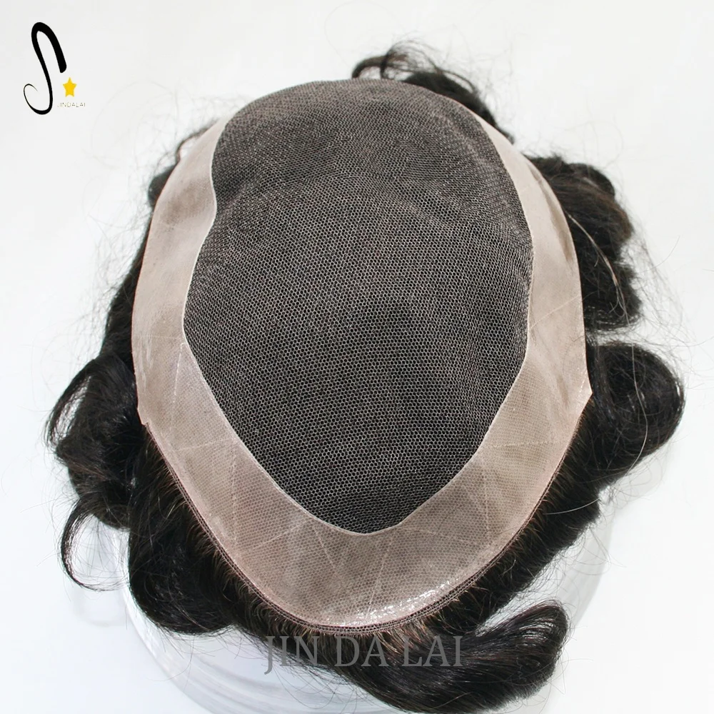 

indian human prosthetic hair pieces full lace men toupee in stock, Black 1b