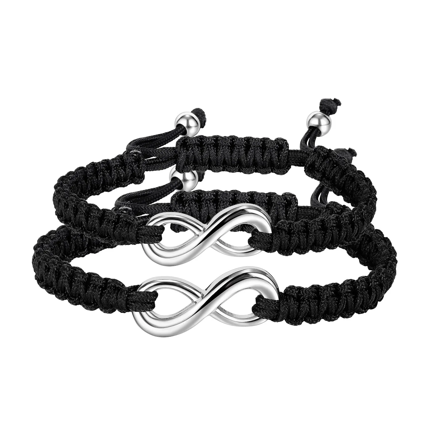 

MECYLIFE Handmade Bracelet Jewelry Stainless Steel Infinity Charms Braided Women's Bracelet, Black