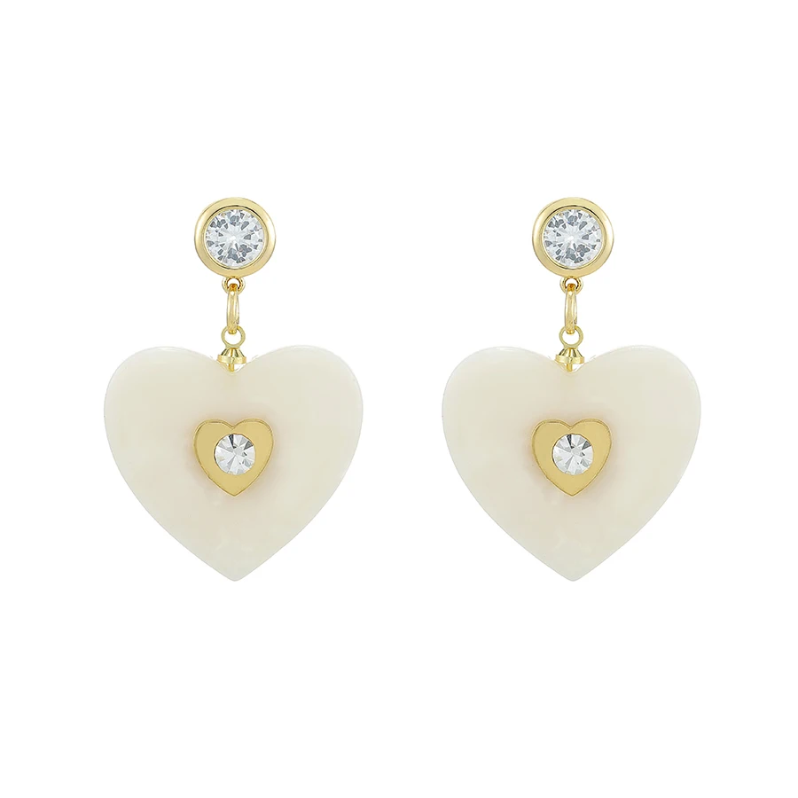

BLE-1226 xuping fashion jewelry 14k gold color earrings heart shaped with stone for women