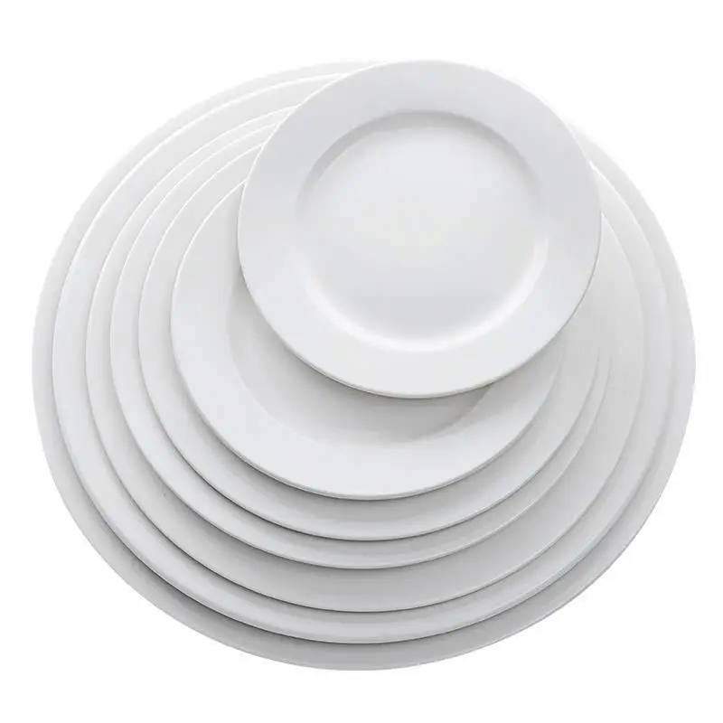 

Round ceramic 3 plate flat iron 10 bowls 10 flat plates 10 deep plates set opal