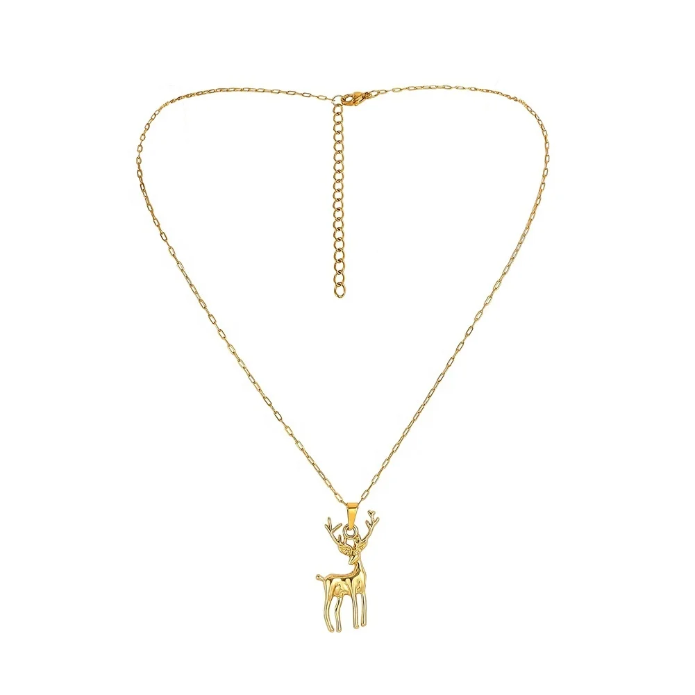 

Popular New popular Christmas accessories Europe and the United States popular stainless steel chain cute little elk necklace