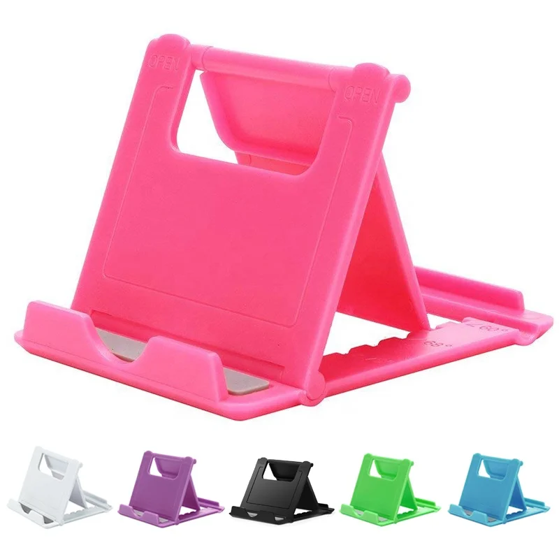 

Custom 6 Colors Mini Cellphone Holder For All Smartphones Desktop Foldable Mobile Phone Bracket Plastic Stand Tablet Support, Black/white/yellow/blue/pink/green