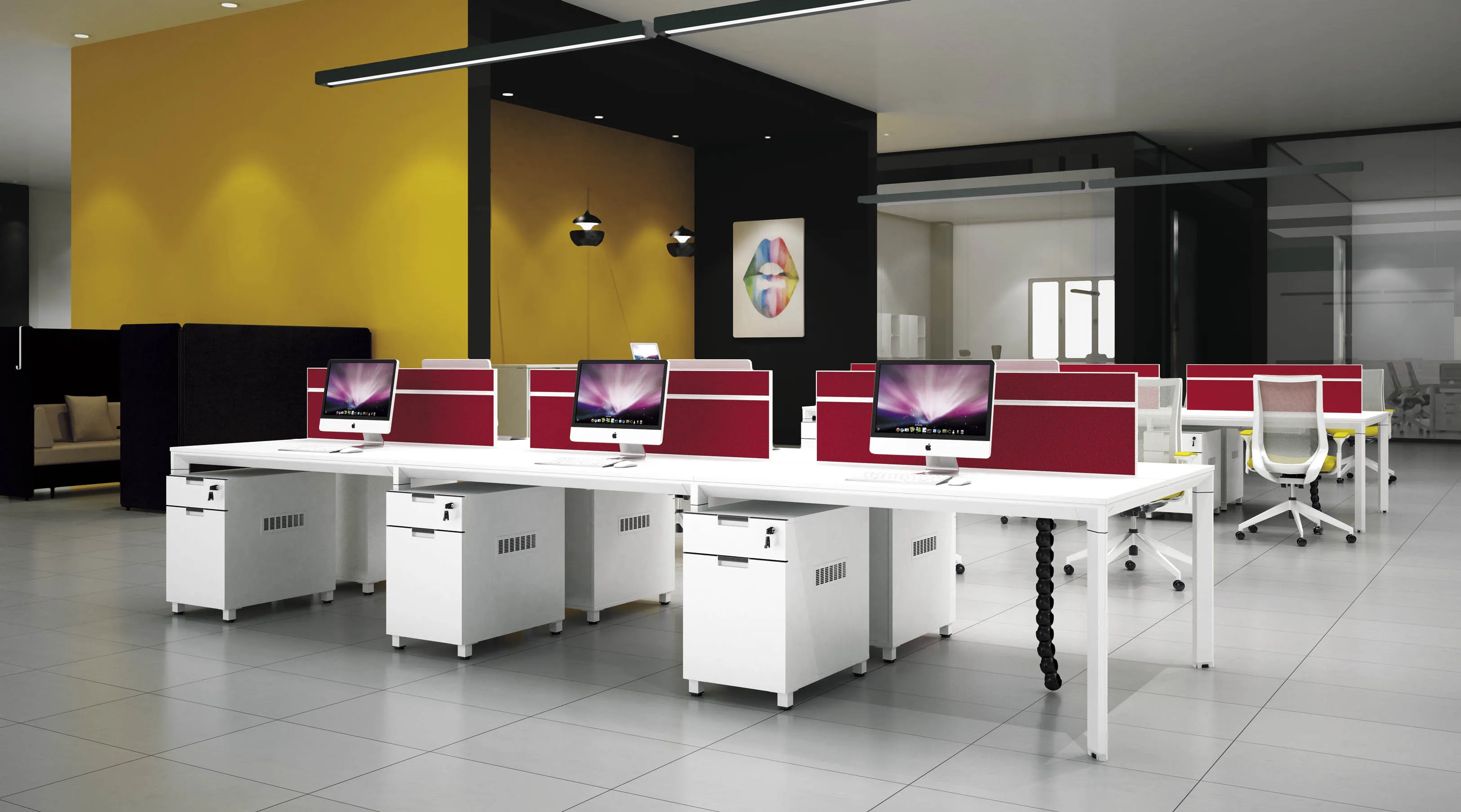 现代风格 4 人 pc 工作站办公室办公桌