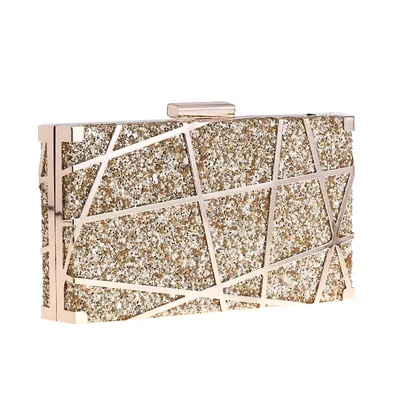 

Evening Bag, Shiny Gold Silver Clutch Lady Dinner Purse Sequin Evening Bags/