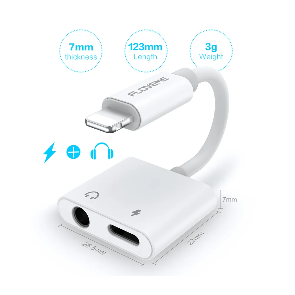 

Free Shippin+g 1 Sample OK FLOVEME Charging song 2 in 1 USB adapter For IPHONE Adapter USB Adapter Charge Audio Splitter