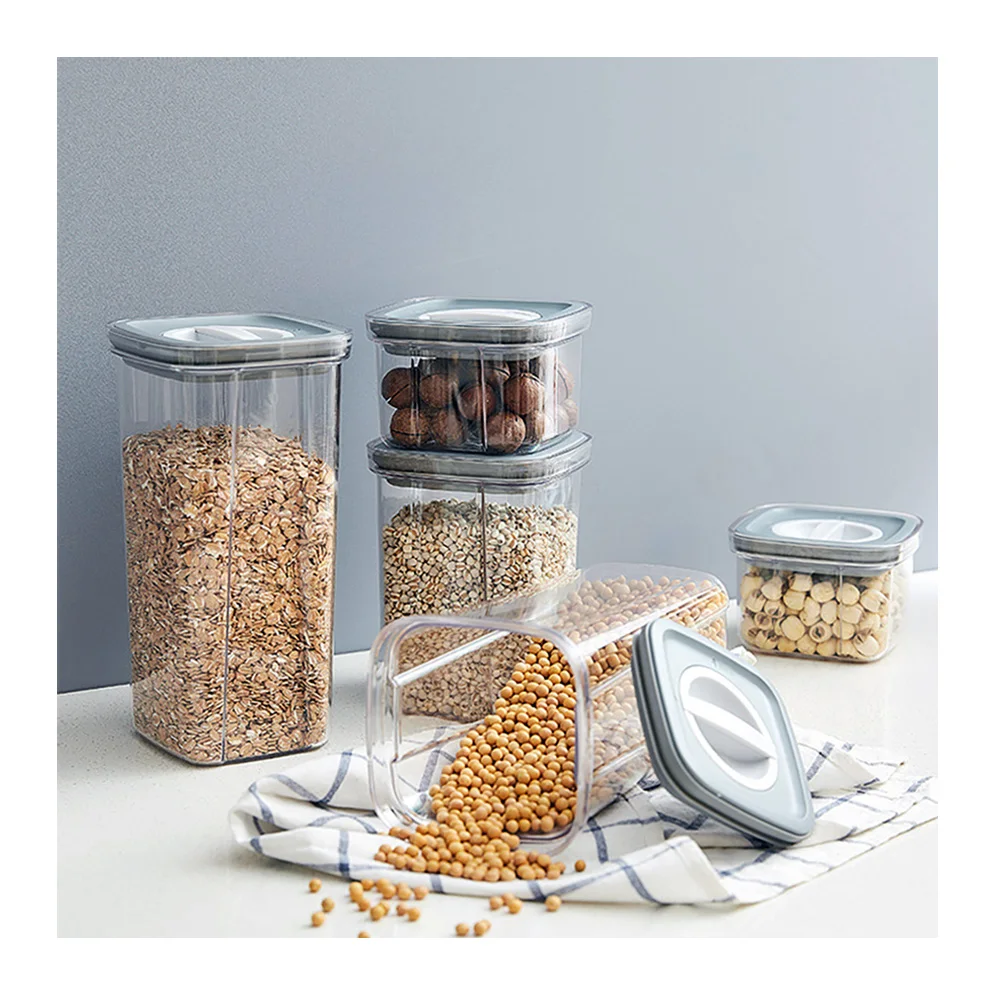 

JX- Food storage box set whole grains cans snack nuts milk powder sugar storage sealed jars rotary switches cereal strorage tank, Customized color acceptable