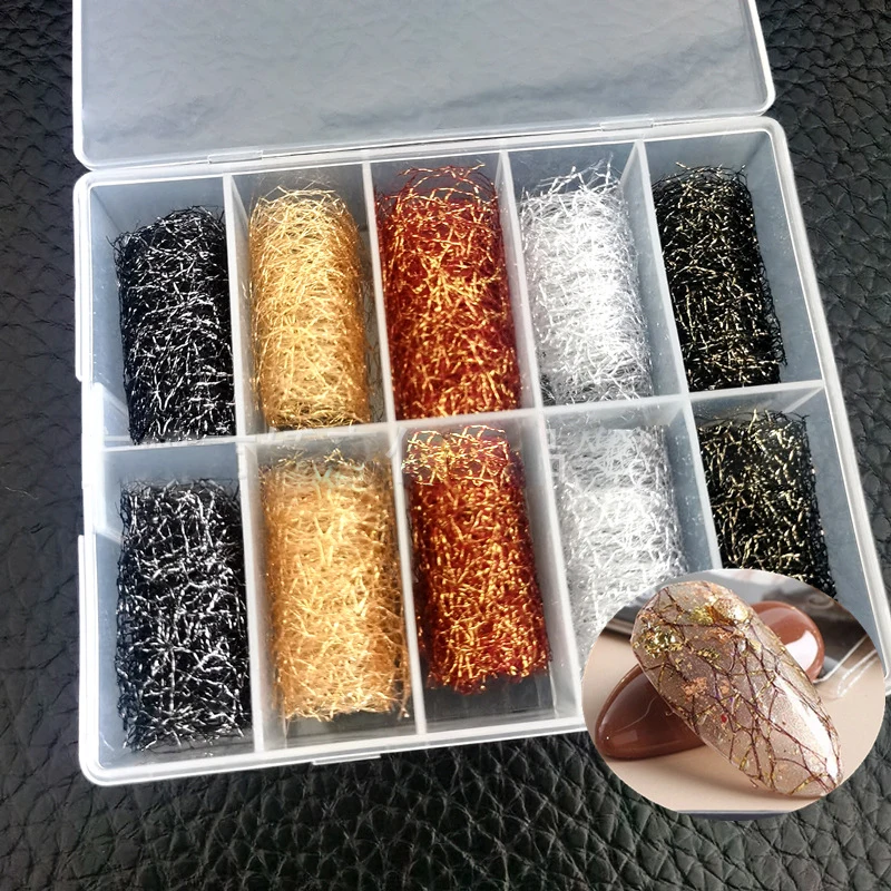 

Popular 4*100cm Fall Autumn Black Silver Rose Gold Nail Foil Thread Metalic Line For Nails Art, Colorful