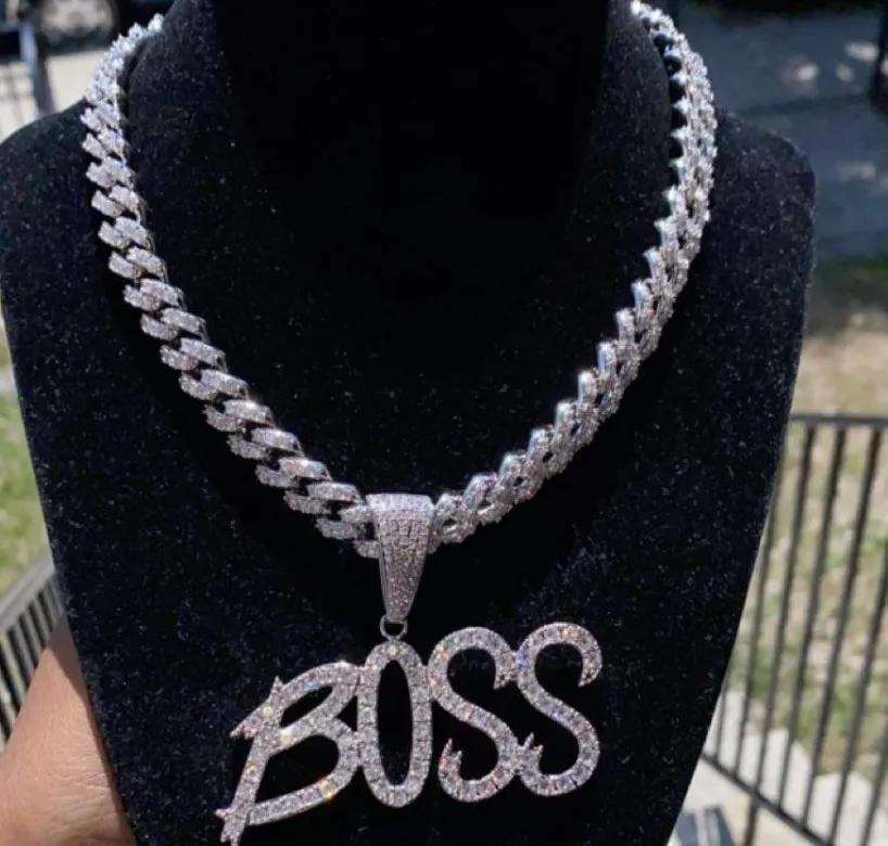 

hot sale iced out tennis chain initial pendant diamond letter necklace