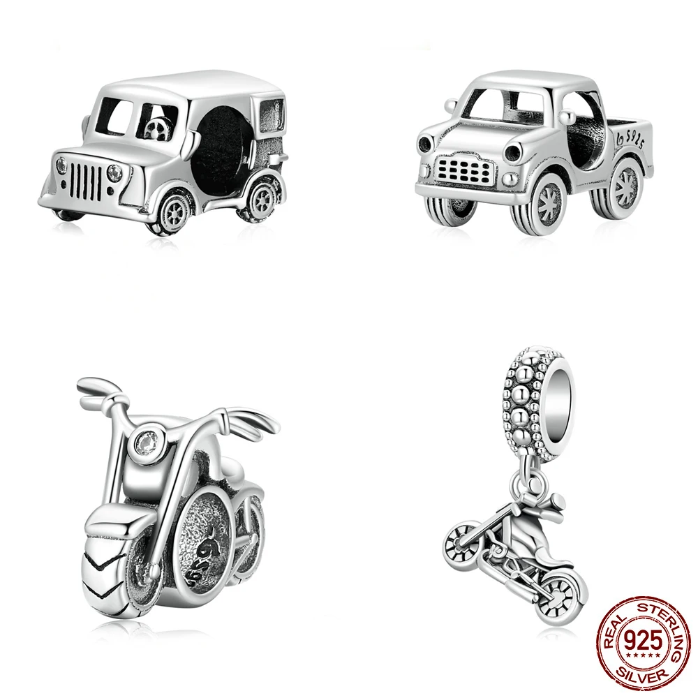 2024 Personalized fine diy designer jewelry charm s925 sterling silver Cars Retro Cars Motorcycles charms for jewelry making