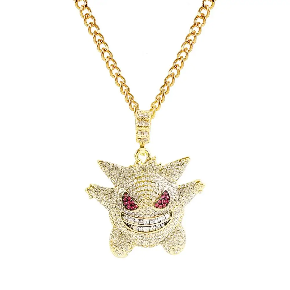 

Necklace Pendent Fashion Party Personalized Monster Cartoon Luxury Zircon Hip Hop Gold Long Chains Punk Animal Cute