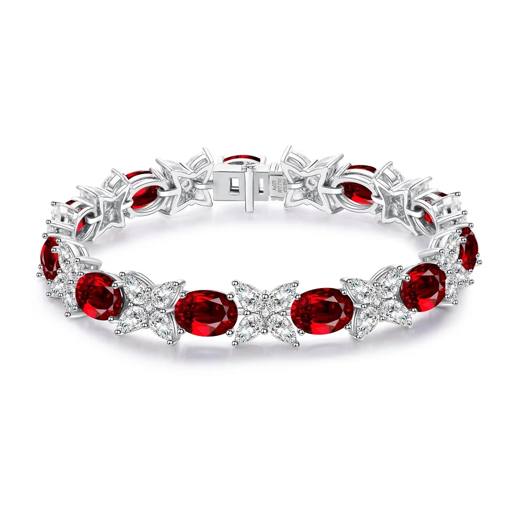 

Best Valentine Gift 9K Gold Gemstone Jewelry Beaded Bracelets with 17.7ct Lab grown Ruby, Red