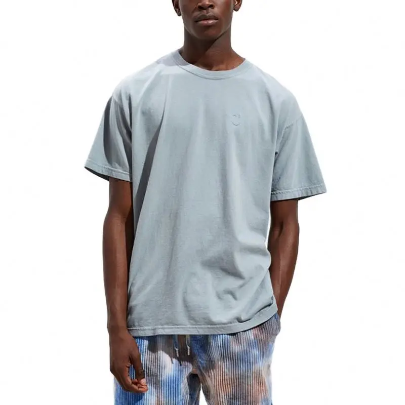 

Oversize Heavyweight T Shirt Embroidered Custom Logo Streetwear Men Mock Neck Boxy Blank Tshirts